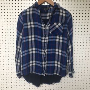 Topshop hi-low buttondown plaid shirt